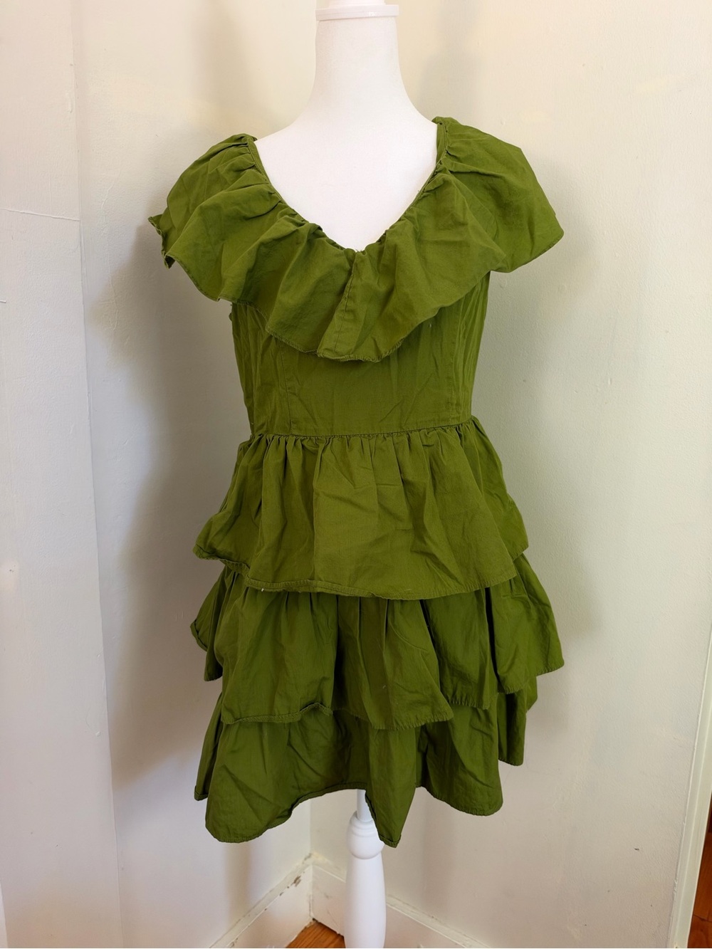 A New Day Mini Ruffle Green Dress Size Small